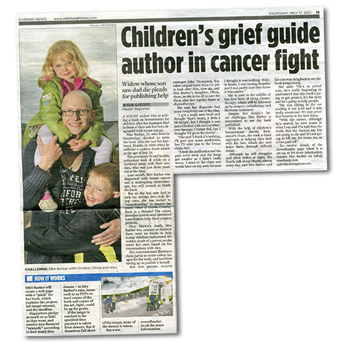 Edinburgh Evening News article: Children's grief guide author in cancer fight