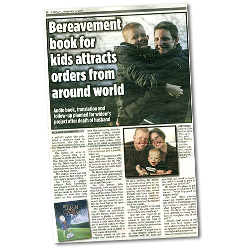 Edinburgh Evening News article: Bereavement book for kids attract orders from around the world