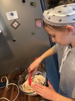 Olivia making vegan chocolate mousse with aquafaba