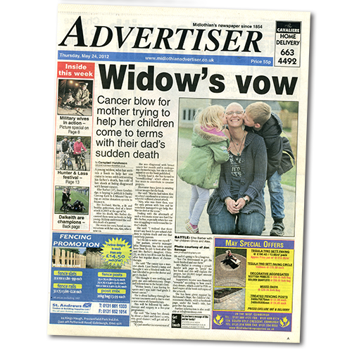 article in Midlothian Advertiser: Widow's vow